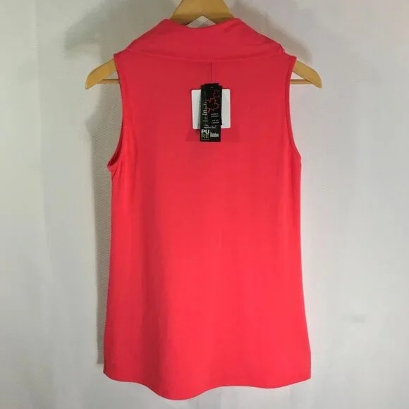Pure Essence Bamboo Sleeveless Mock Neck Tunic – Coral Pink XS NWT - Picture 4 of 10